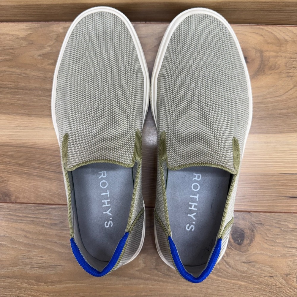 Rothys City Slip On Sneakers Womens 7.5 Green Comfort Flats - Picture 8 of 11